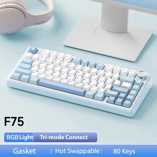 F75 2.4G Wireless/Bluetooth/Wired RGB Mechanical Gaming Keyboard - Customized 75% Layout with OEM Profile and Gasket Structure