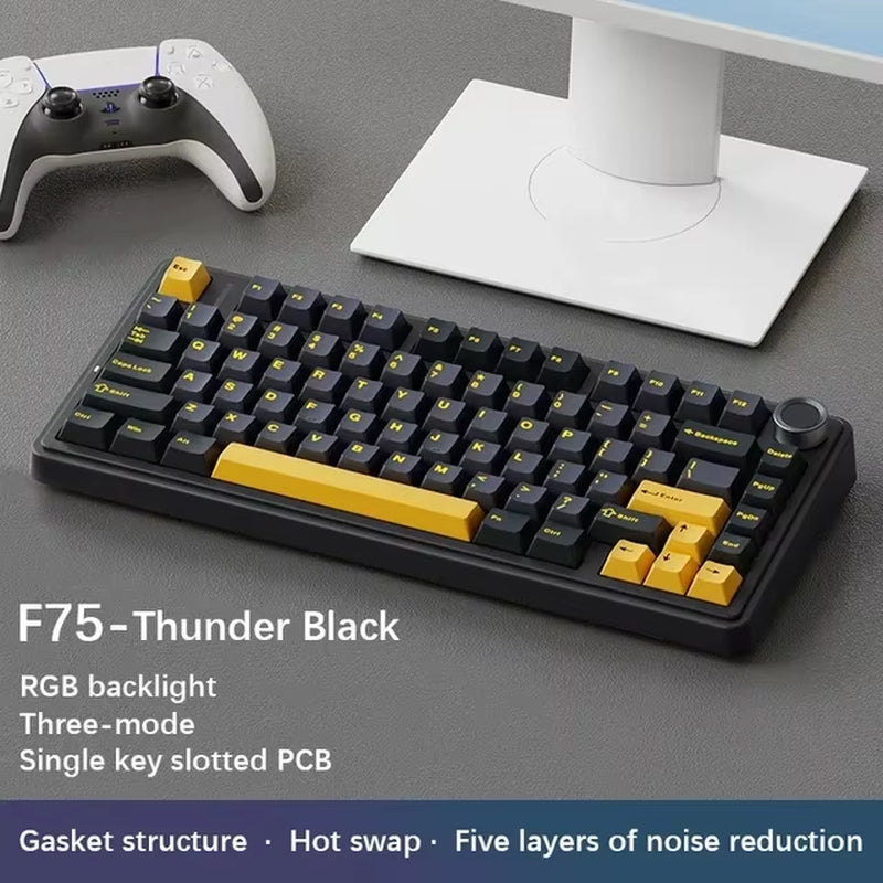 F75 2.4G Wireless/Bluetooth/Wired RGB Mechanical Gaming Keyboard - Customized 75% Layout with OEM Profile and Gasket Structure