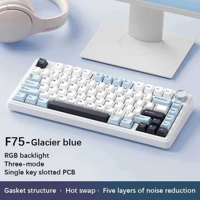 F75 2.4G Wireless/Bluetooth/Wired RGB Mechanical Gaming Keyboard - Customized 75% Layout with OEM Profile and Gasket Structure