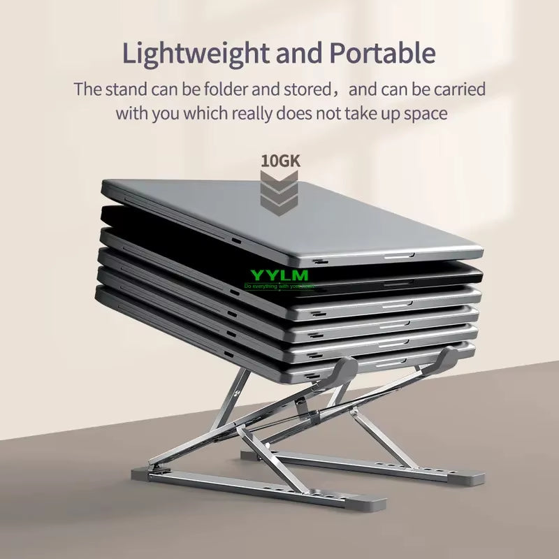 Premium Adjustable Aluminum Alloy Laptop Stand - Portable, Foldable, and Heat-Dissipating Design