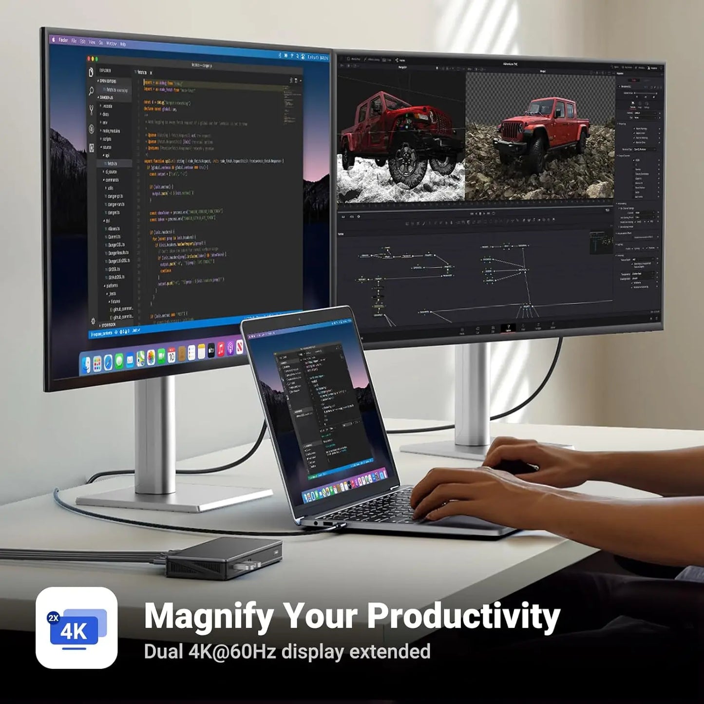 Revodok Pro 209 USB-C Docking Station - DisplayLink 9-in-1 Dual 4K 60Hz Monitor Dock for MacBook