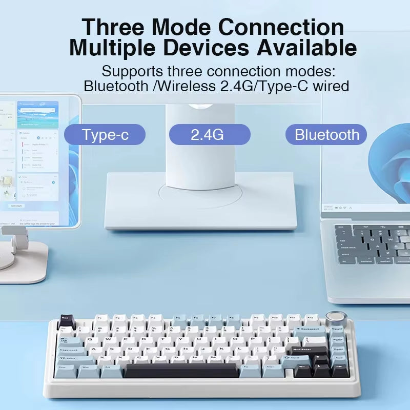 F75 2.4G Wireless/Bluetooth/Wired RGB Mechanical Gaming Keyboard - Customized 75% Layout with OEM Profile and Gasket Structure