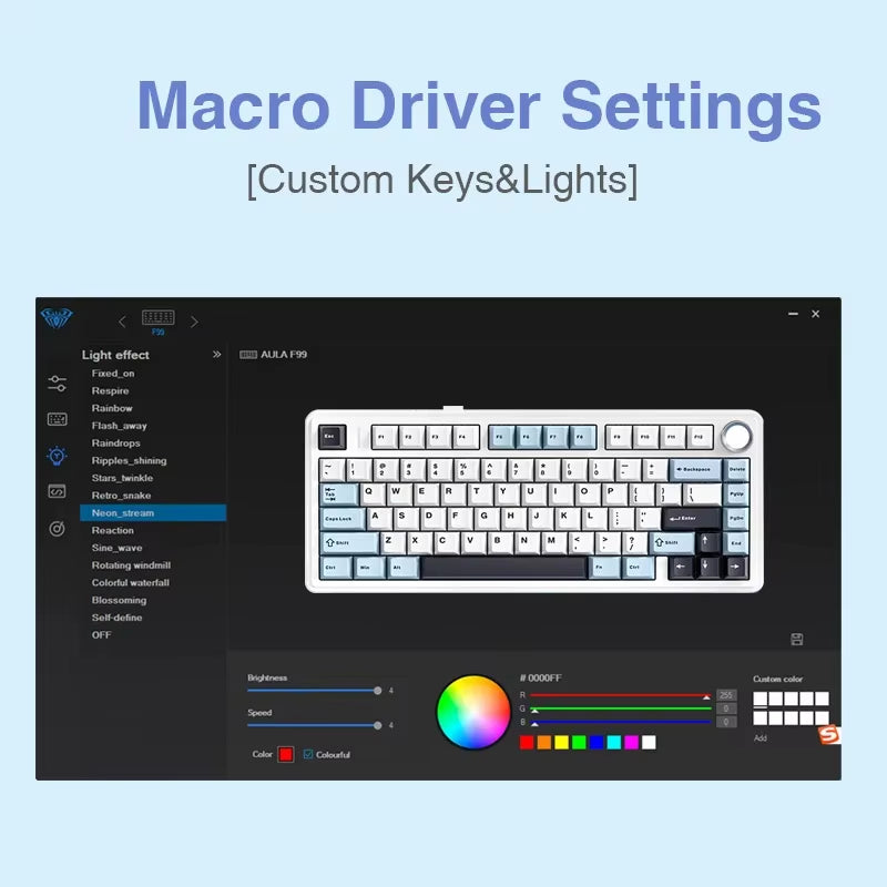 F75 2.4G Wireless/Bluetooth/Wired RGB Mechanical Gaming Keyboard - Customized 75% Layout with OEM Profile and Gasket Structure