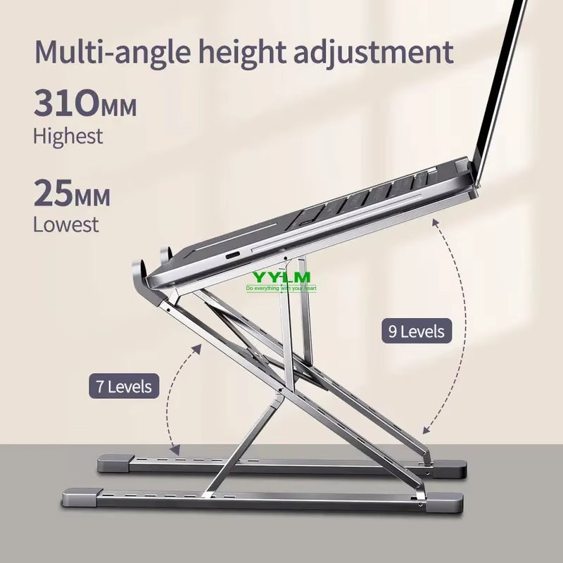 Premium Adjustable Aluminum Alloy Laptop Stand - Portable, Foldable, and Heat-Dissipating Design
