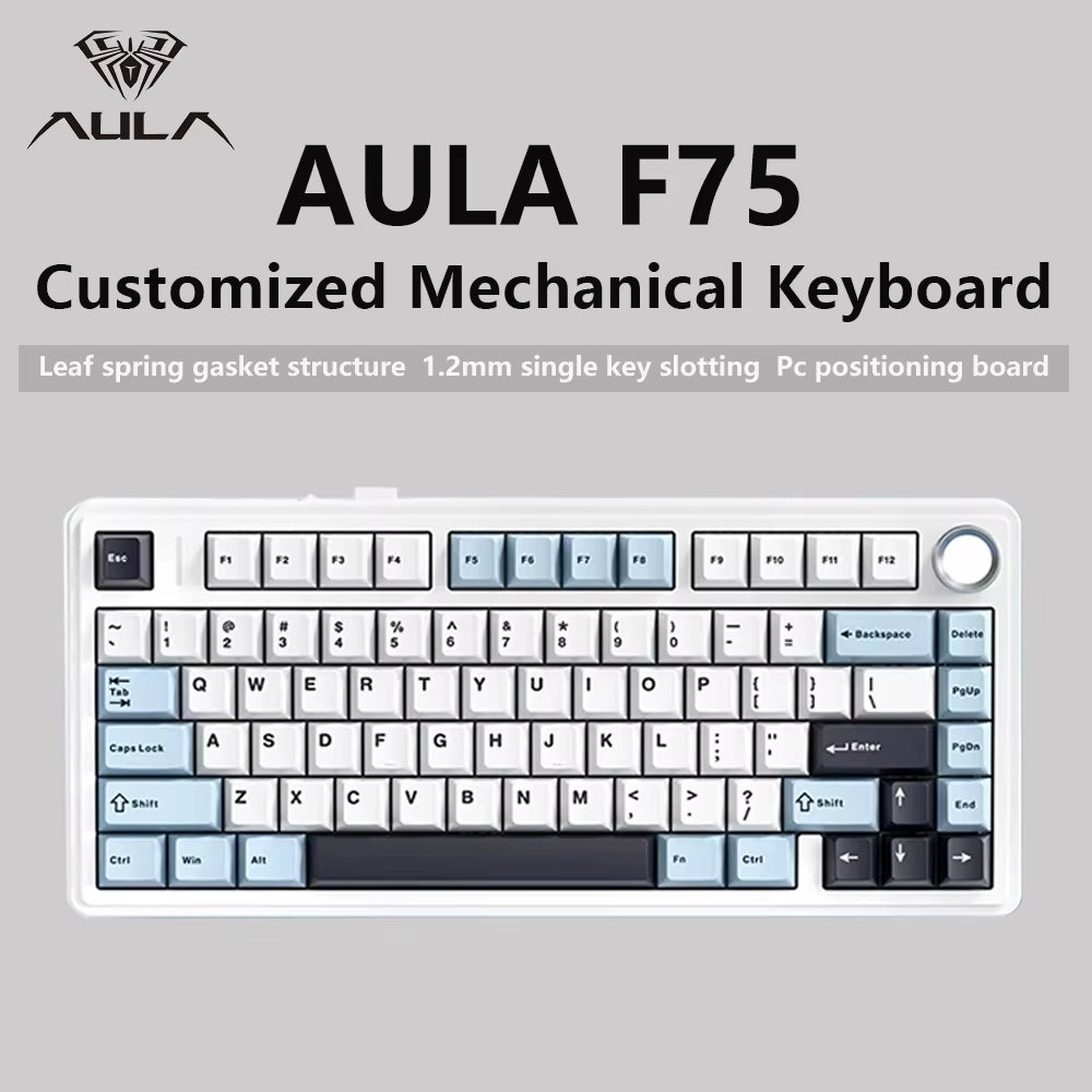 F75 2.4G Wireless/Bluetooth/Wired RGB Mechanical Gaming Keyboard - Customized 75% Layout with OEM Profile and Gasket Structure