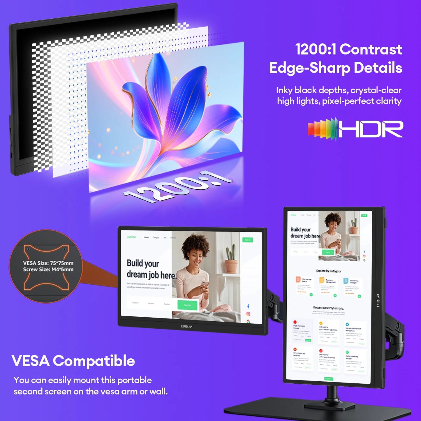 15.6-Inch FHD 1920x1080 IPS Portable Monitor with USB-C and HDMI for Smartphones, Laptops, PCs, and Nintendo Switch