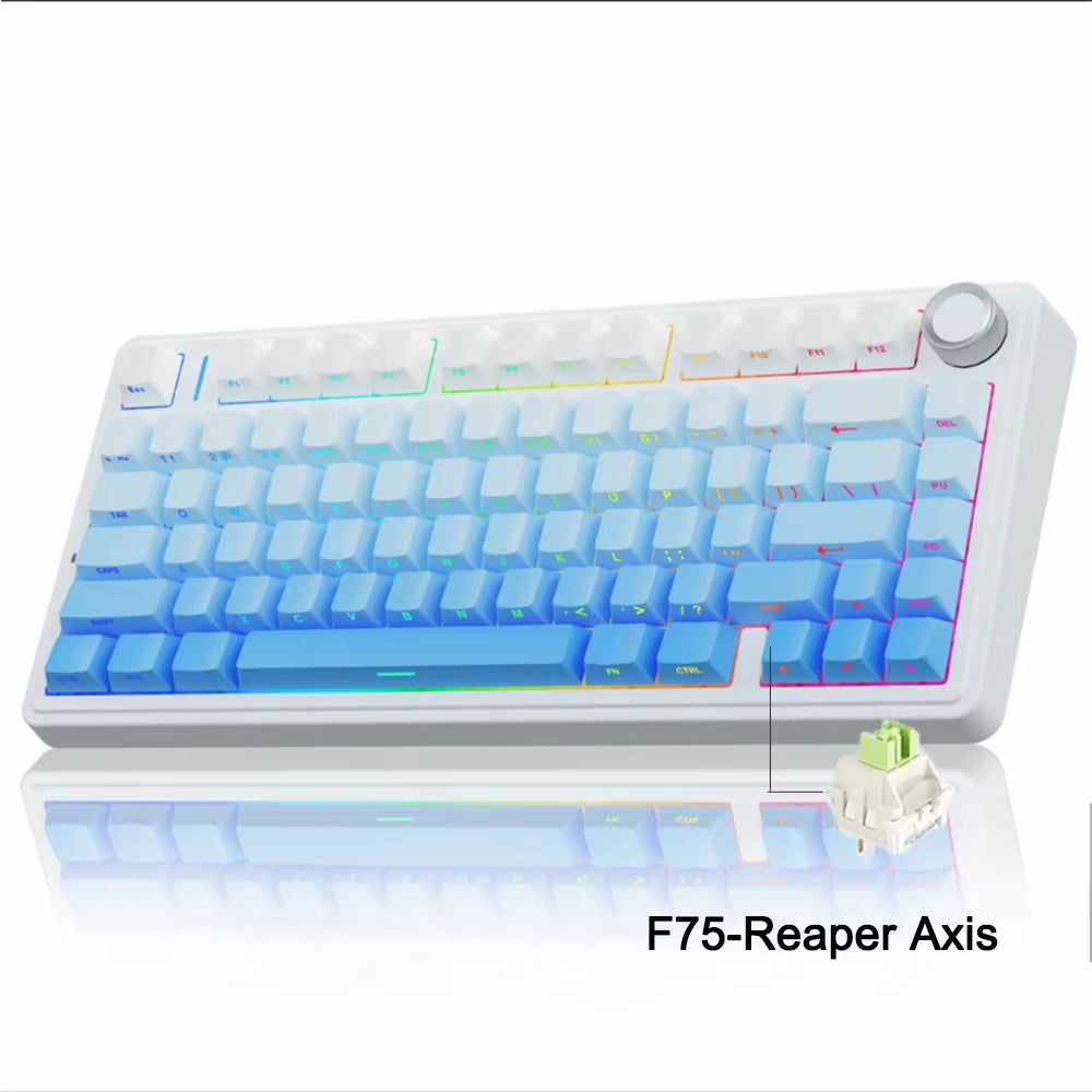 F75 2.4G Wireless/Bluetooth/Wired RGB Mechanical Gaming Keyboard - Customized 75% Layout with OEM Profile and Gasket Structure