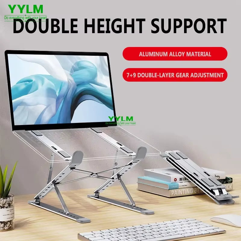 Premium Adjustable Aluminum Alloy Laptop Stand - Portable, Foldable, and Heat-Dissipating Design