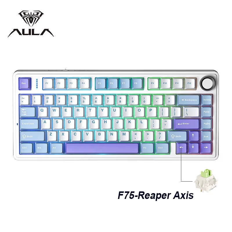 F75 2.4G Wireless/Bluetooth/Wired RGB Mechanical Gaming Keyboard - Customized 75% Layout with OEM Profile and Gasket Structure
