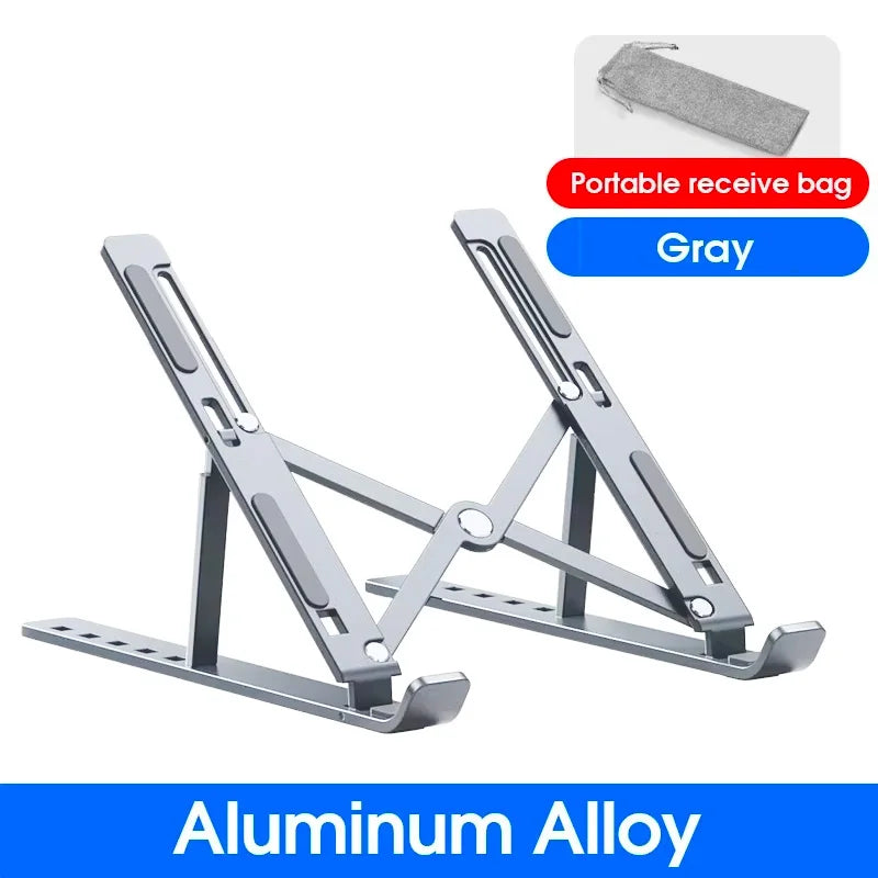 Premium Adjustable Aluminum Alloy Laptop Stand - Portable, Foldable, and Heat-Dissipating Design