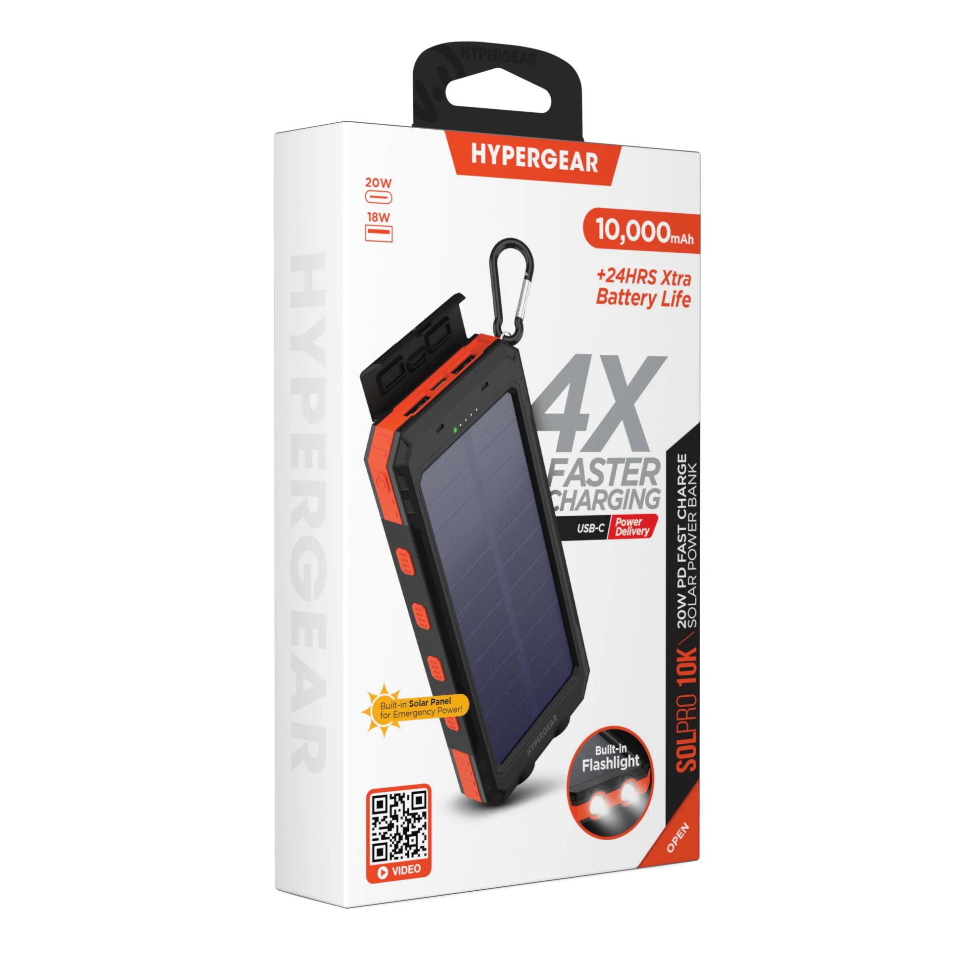 Hypergear Solpro 10K Fast Charging Solar Power Bank, 10,000mAh with PD Technology