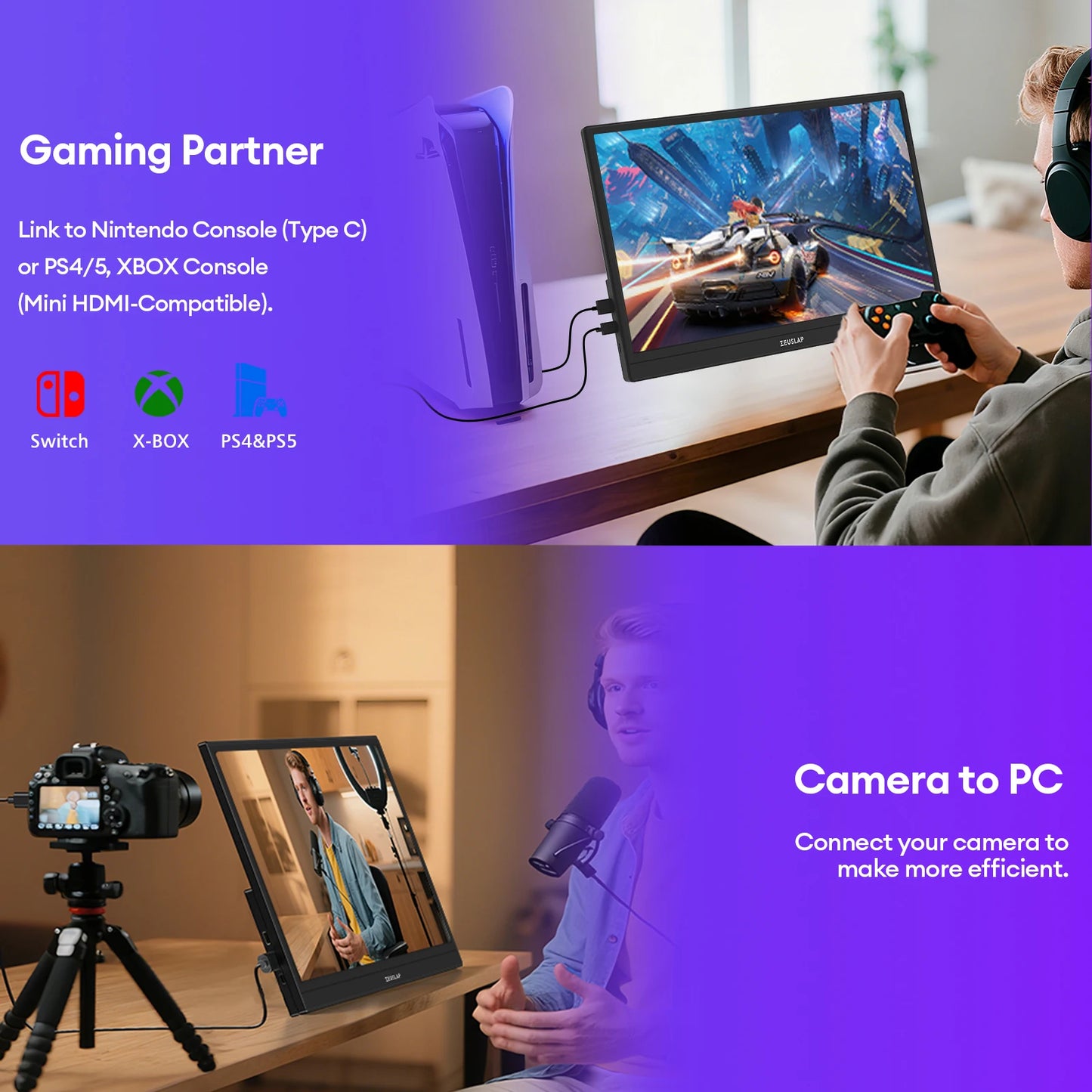 15.6-Inch FHD 1920x1080 IPS Portable Monitor with USB-C and HDMI for Smartphones, Laptops, PCs, and Nintendo Switch